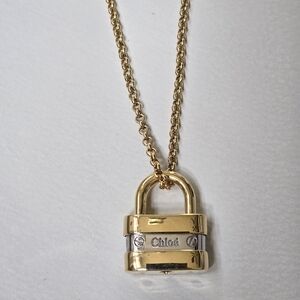 Chloé Gold and Silver Padlock Necklace